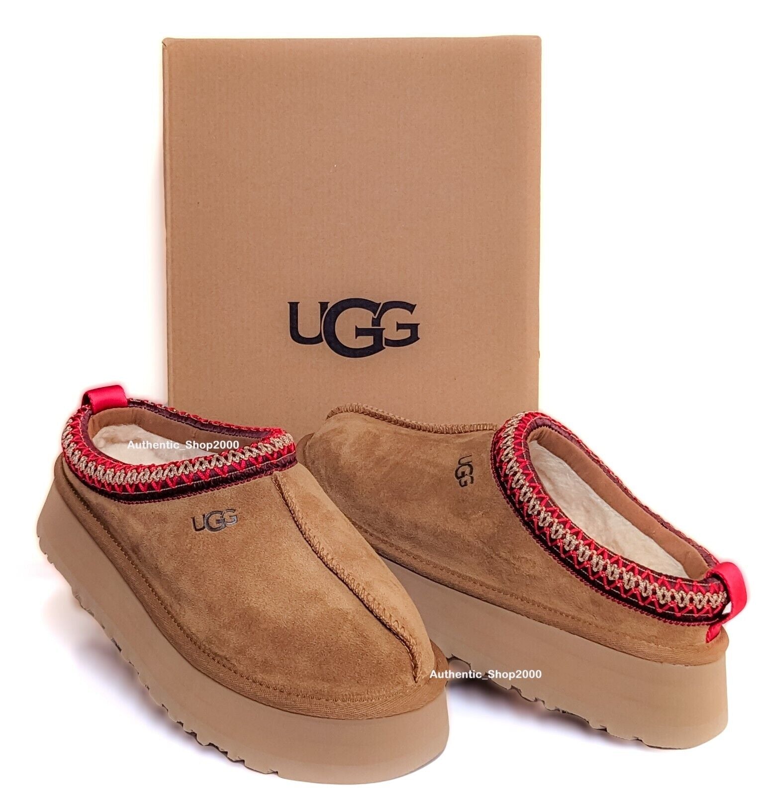 NEW 100% Authentic UGG Brand Women'S Tazz Platform Slipper Shoes Chestnut