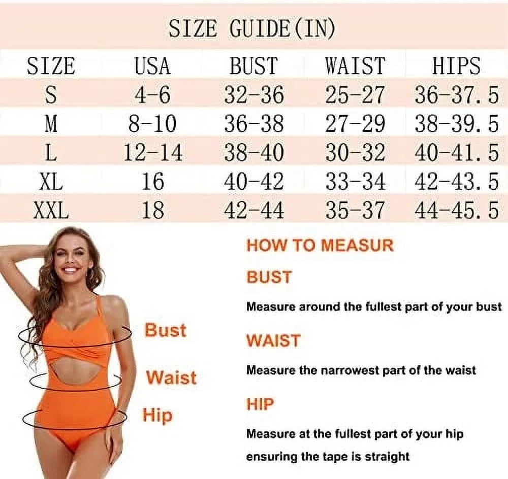 Women'S One Piece Swimsuits Tummy Control Cutout High Waisted Bathing Suit Wrap Tie Back 1 Piece Swimsuit