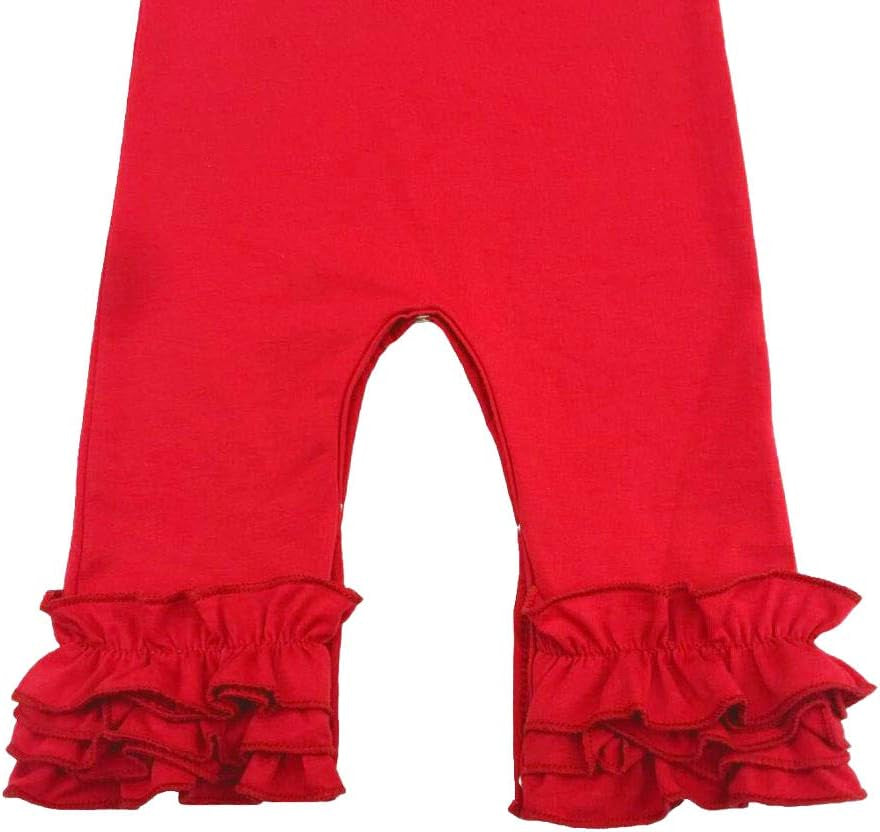 Toddler Little Girls Baby 1St Valentine‘S Day Romper Icing Ruffle Bottoms Long Sleeve Jumpsuit Playwear Pants Floral Printed Romper Summer Fall Birthday Outfits Party Clothes Red 6-9 Months