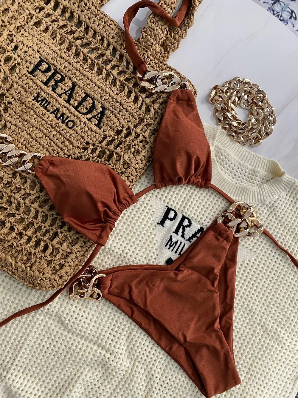 Two Piece Prada Bathing Suit