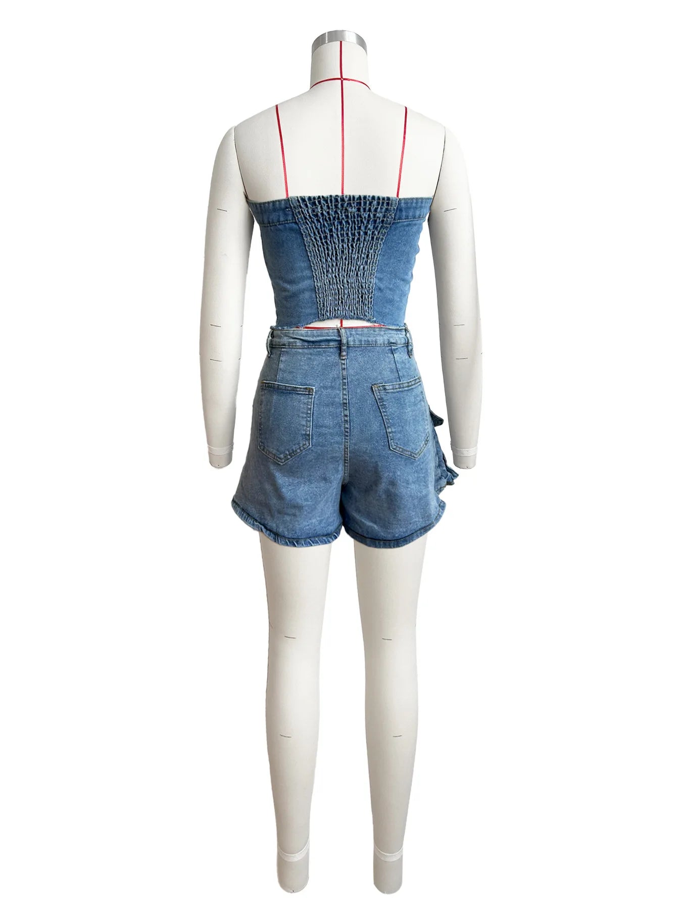 Two Pieces Jeans Skort Set