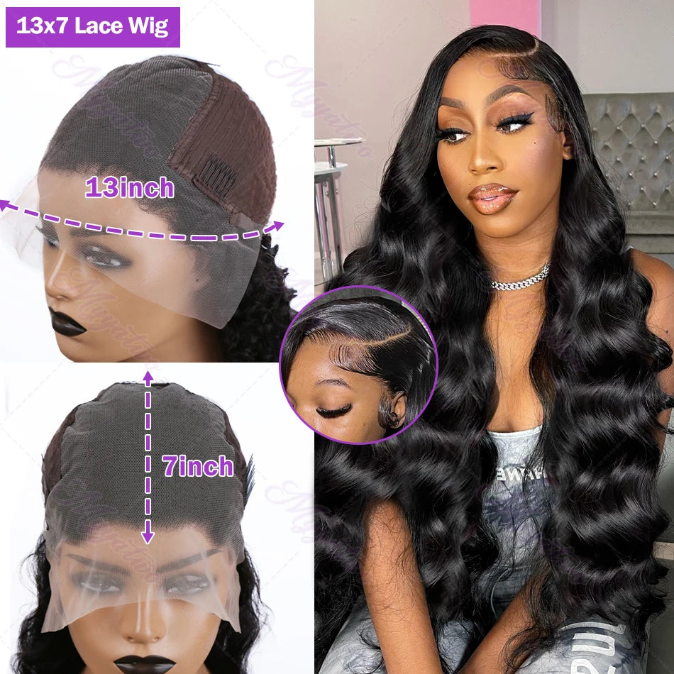 13x6 HD Transparent Body Wave Lace Frontal Human Hair Wig 30 40 Inch 13x7 Lace Front Wig 250 Density 6x6 Glueless Closure Wigs