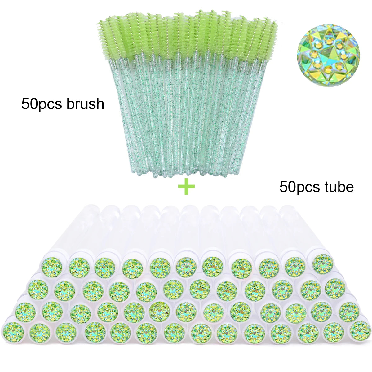 50Pcs Eyelash Brush Tubes With Crystal Lash Mascara Wands