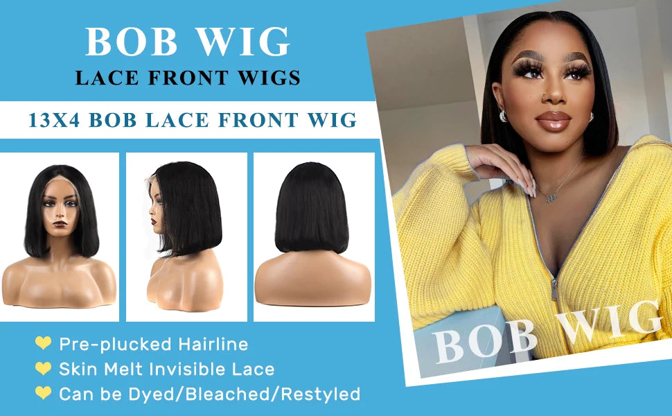 13x4 Pre Plucked Human Hair Bob Wig