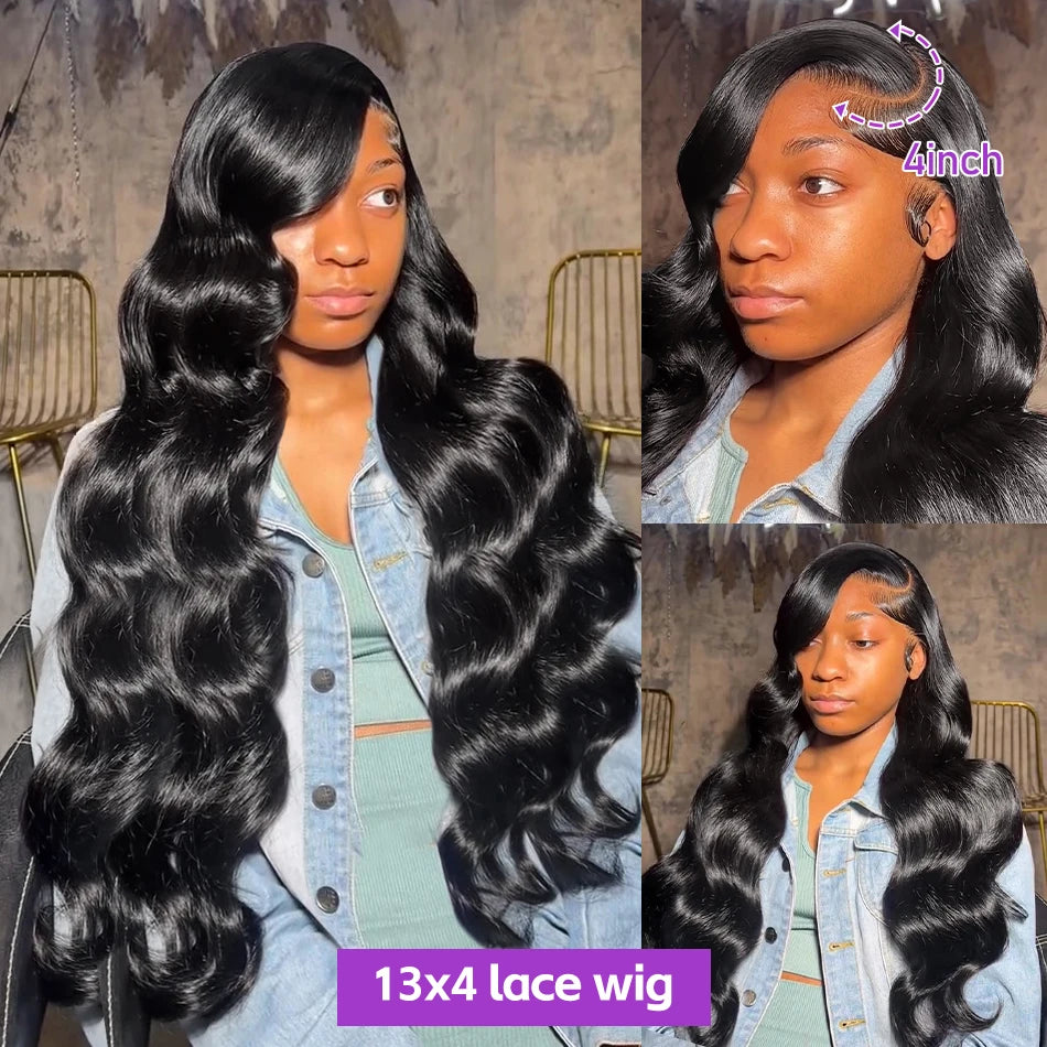 13x6 HD Transparent Body Wave Lace Frontal Human Hair Wig 30 40 Inch 13x7 Lace Front Wig 250 Density 6x6 Glueless Closure Wigs