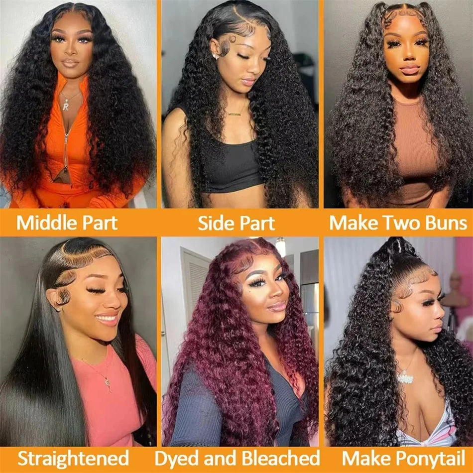 13x6 Deep Curly Lace Front Wig Pre Plucked Kinky Curly Human Hair Wig 13x4 30 34 Inch Glueless Lace Frontal Wig 100% Human Hair