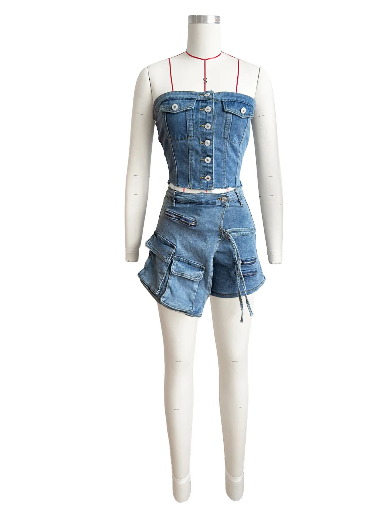 Two Pieces Jeans Skort Set