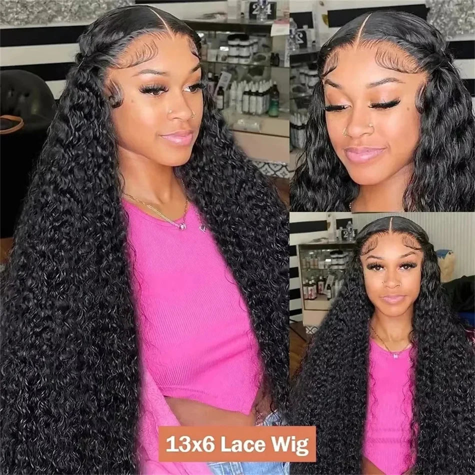 13x6 Deep Curly Lace Front Wig Pre Plucked Kinky Curly Human Hair Wig 13x4 30 34 Inch Glueless Lace Frontal Wig 100% Human Hair