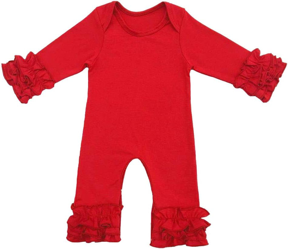 Toddler Little Girls Baby 1St Valentine‘S Day Romper Icing Ruffle Bottoms Long Sleeve Jumpsuit Playwear Pants Floral Printed Romper Summer Fall Birthday Outfits Party Clothes Red 6-9 Months